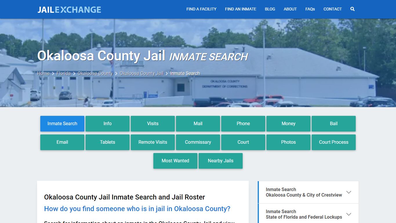 Inmate Search: Roster & Mugshots - Okaloosa County Jail, FL